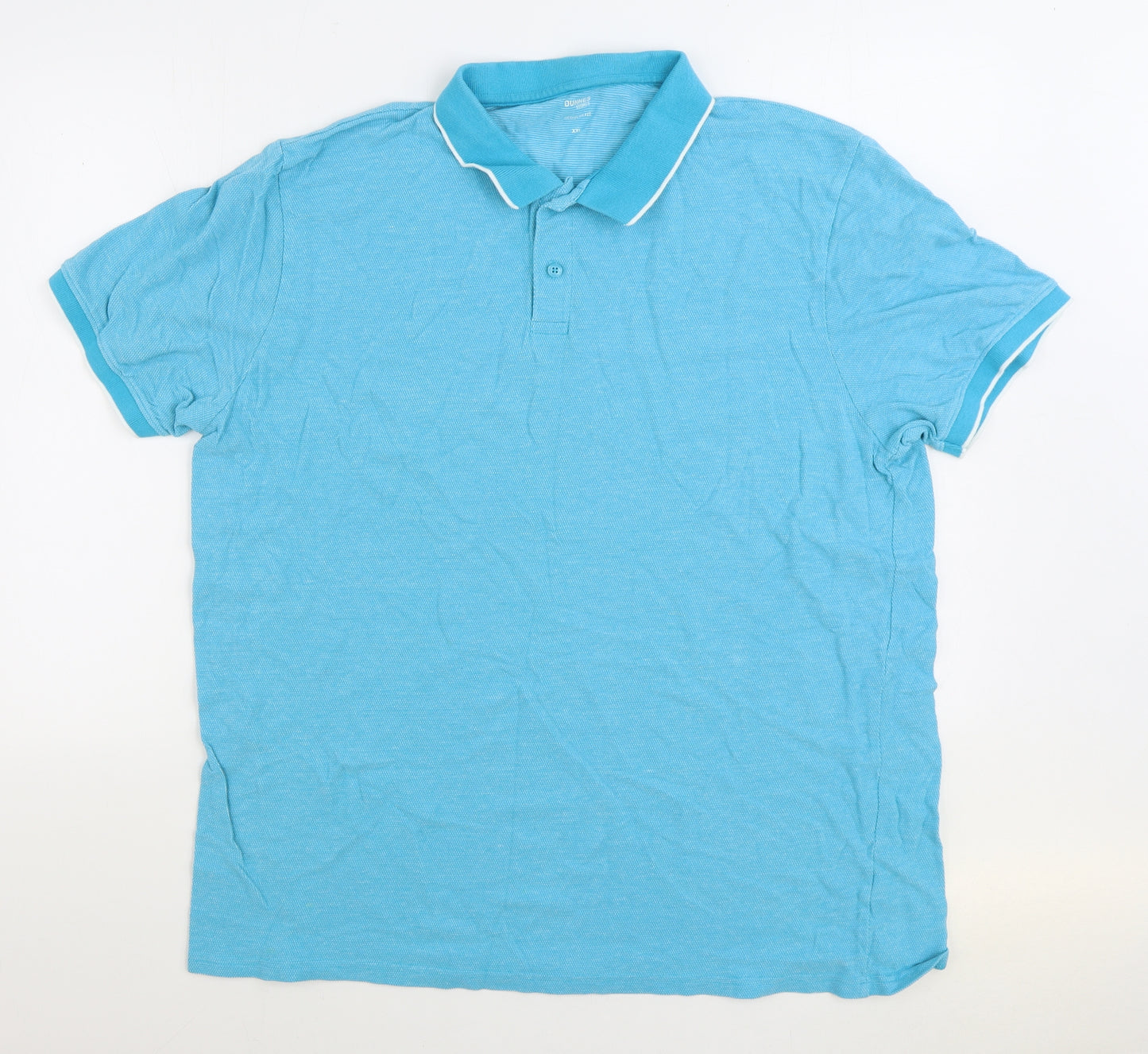 Dunnes Stores Mens Blue 100% Cotton Polo Size 2XL Collared Button