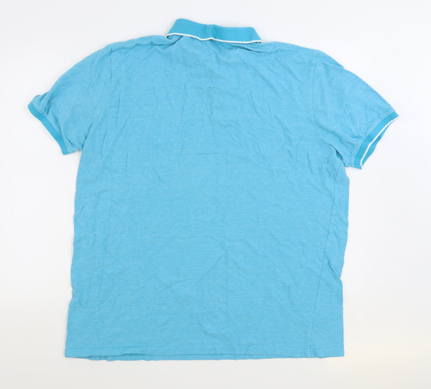 Dunnes Stores Mens Blue 100% Cotton Polo Size 2XL Collared Button
