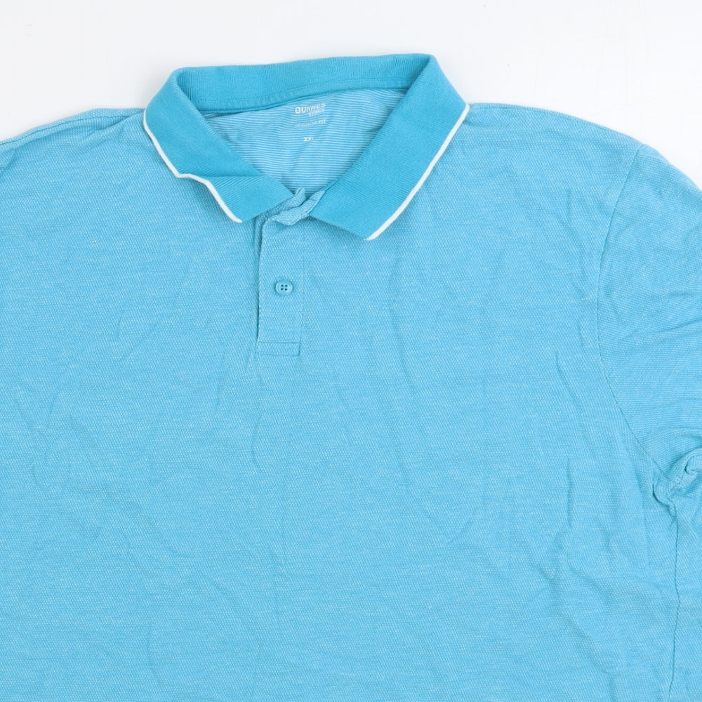 Dunnes Stores Mens Blue 100% Cotton Polo Size 2XL Collared Button
