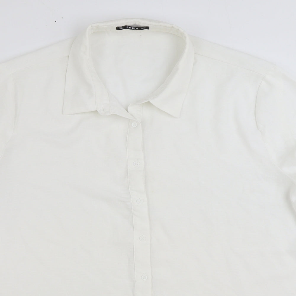 SheIn Womens White Cotton Basic Blouse Size 2XL Collared