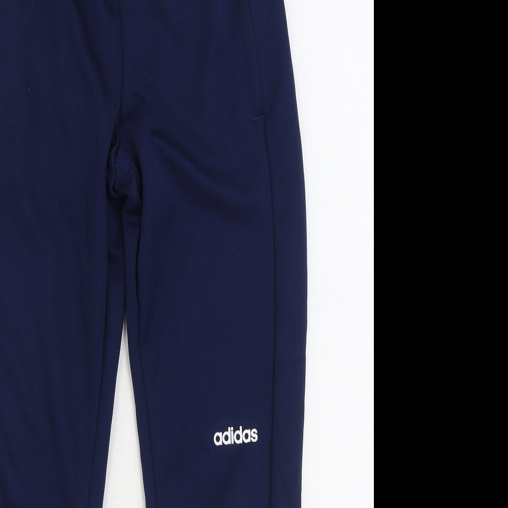 adidas Boys Blue Polyester Jogger Trousers Size 11-12 Years Regular Drawstring