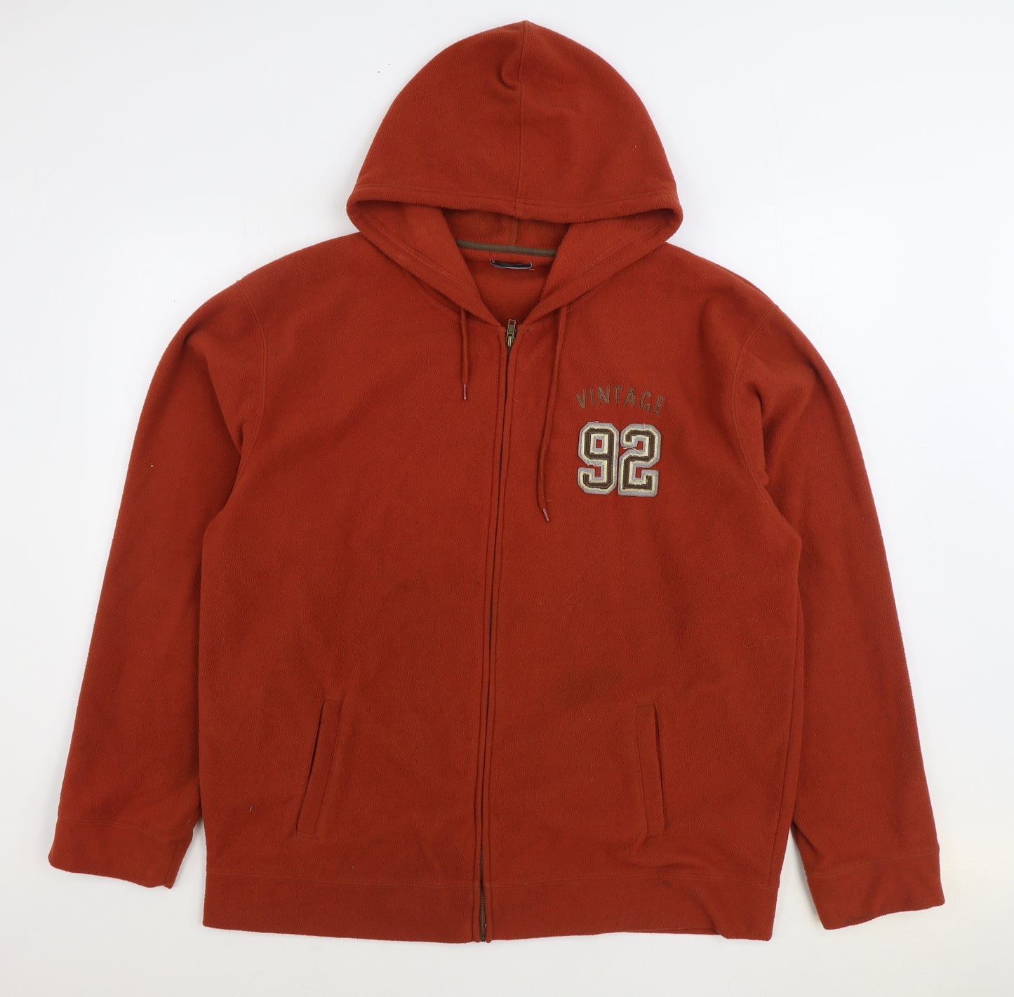Dunnes Stores Mens Orange Polyester Full Zip Hoodie Size 2XL