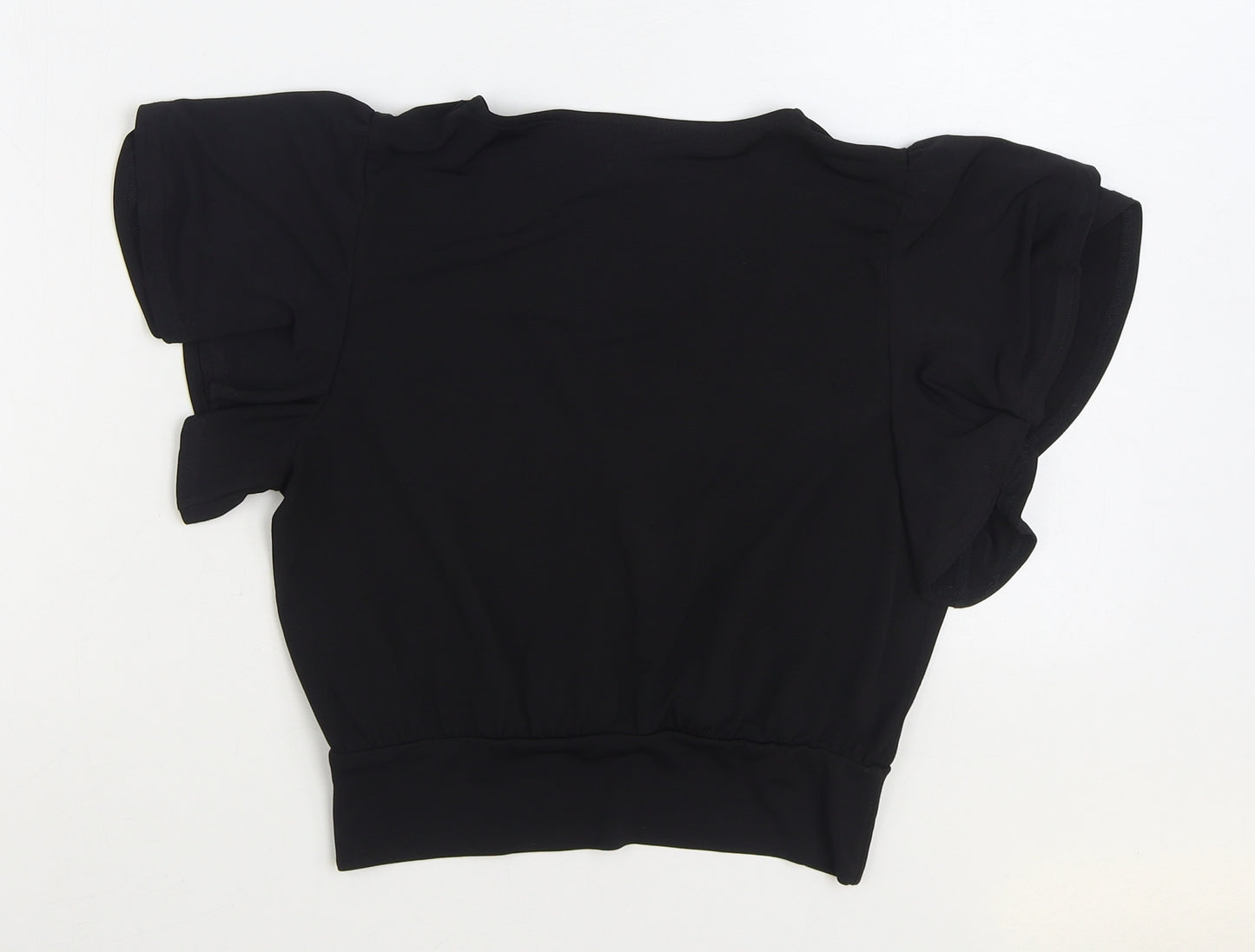 New Look Womens Black Polyester Basic Blouse Size 8 V-Neck