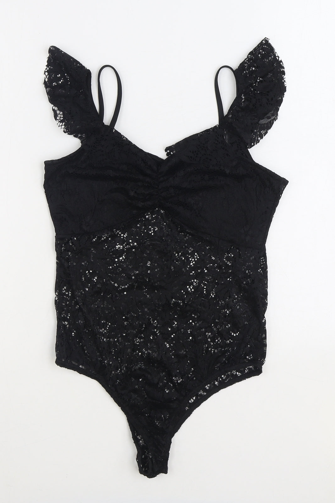 Lipsy Womens Black Polyester Bodysuit One-Piece Size 10 Snap