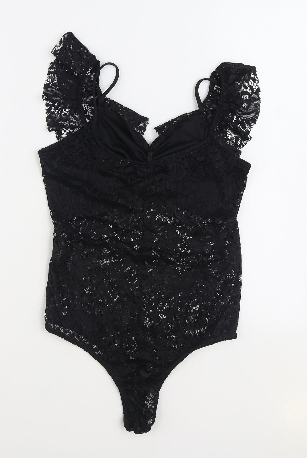 Lipsy Womens Black Polyester Bodysuit One-Piece Size 10 Snap