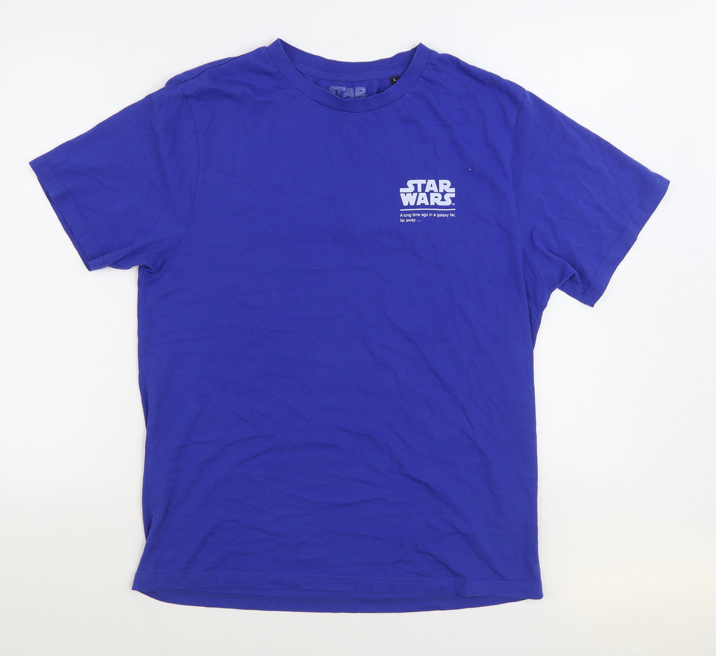 Star Wars Mens Blue Cotton T-Shirt Size L Round Neck