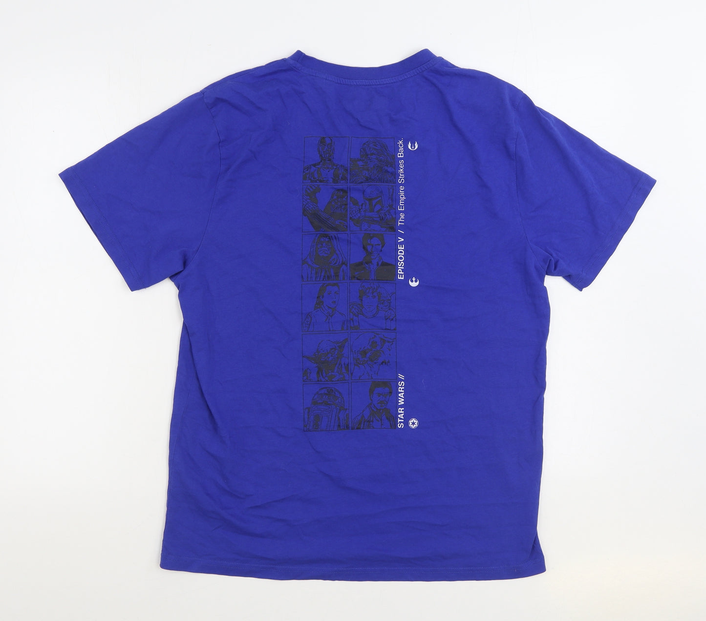 Star Wars Mens Blue Cotton T-Shirt Size L Round Neck