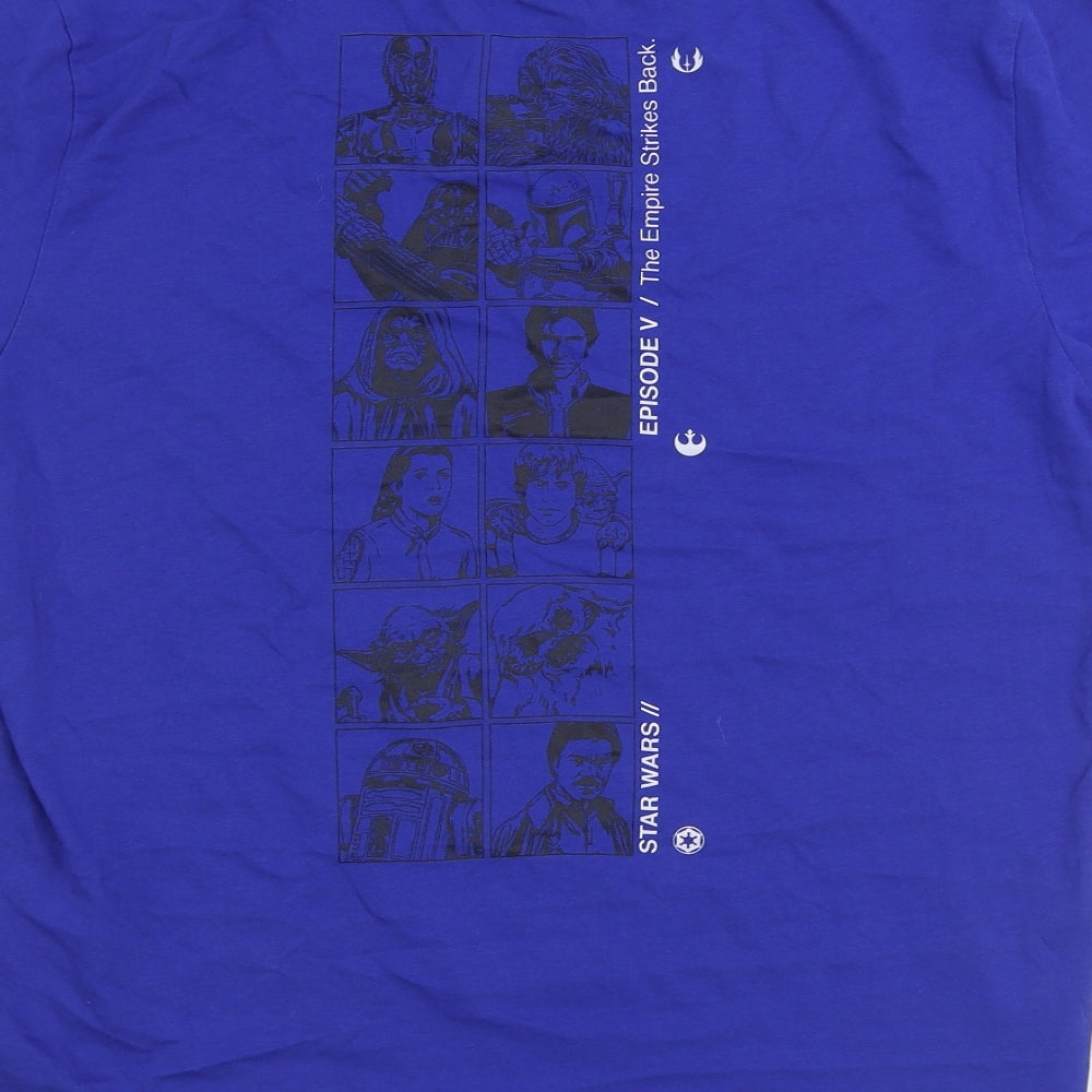 Star Wars Mens Blue Cotton T-Shirt Size L Round Neck