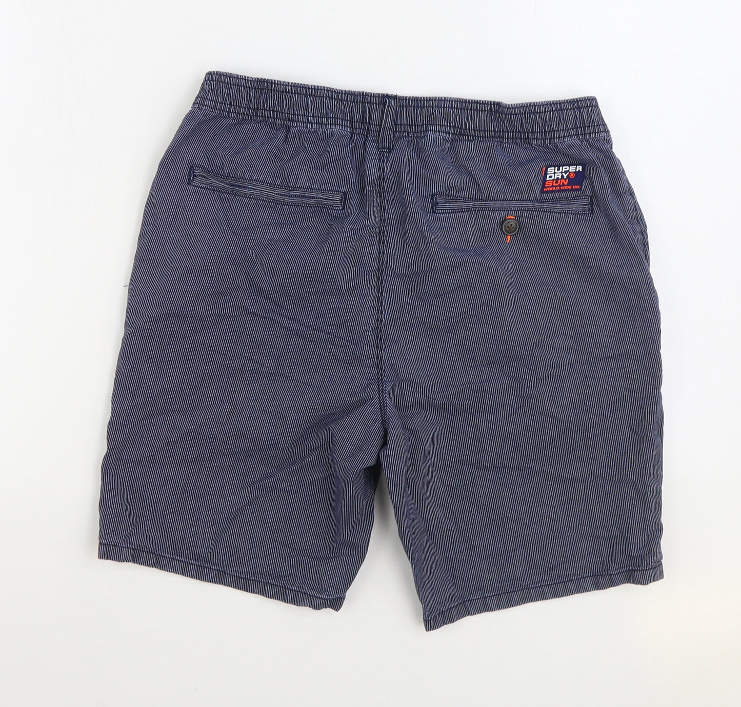 Superdry Mens Blue Cotton Bermuda Shorts Size 32 in L7 in Regular Zip