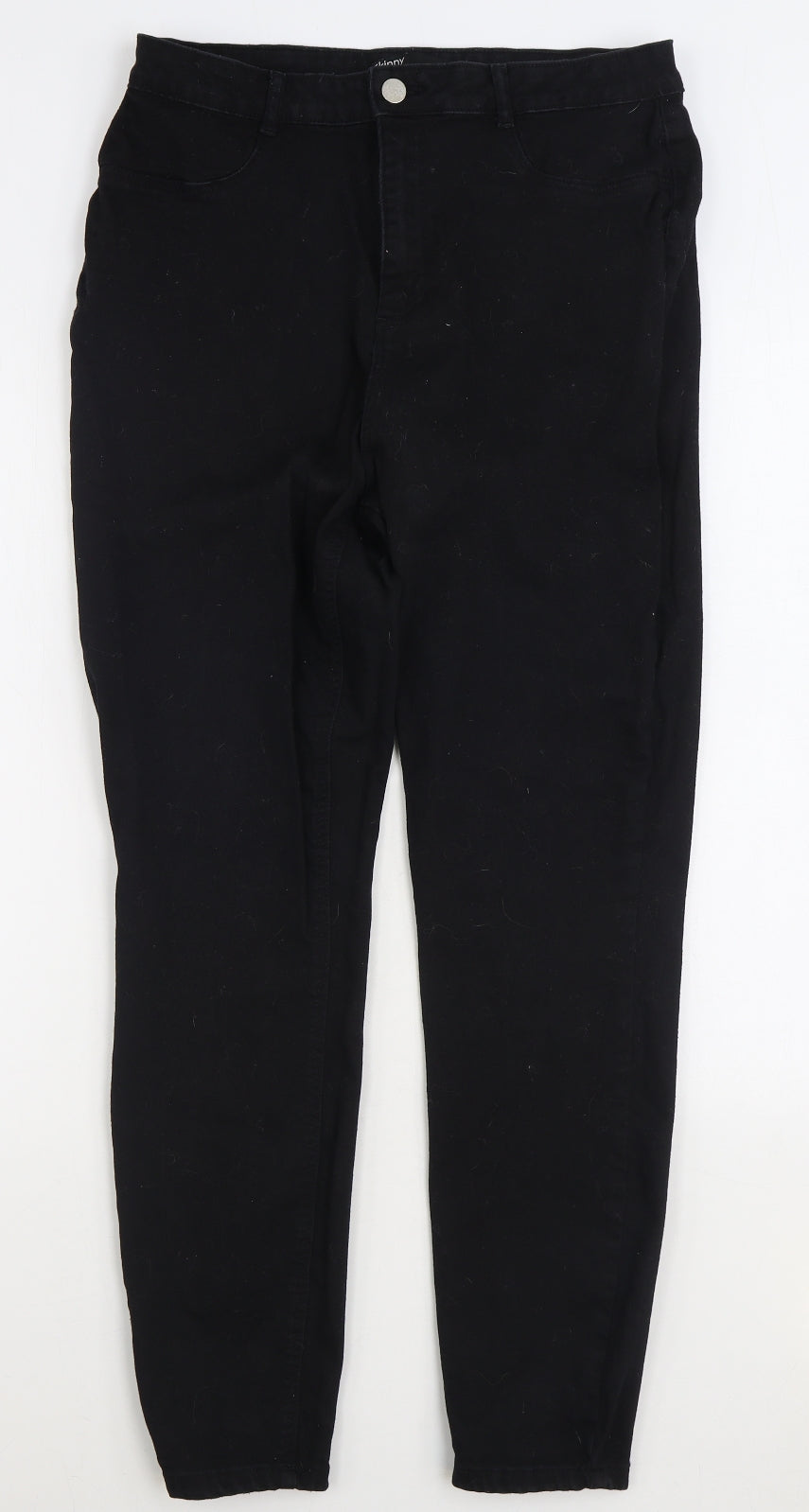 Dunnes Stores Womens Black Cotton Skinny Jeans Size 14 L29 in Regular Zip