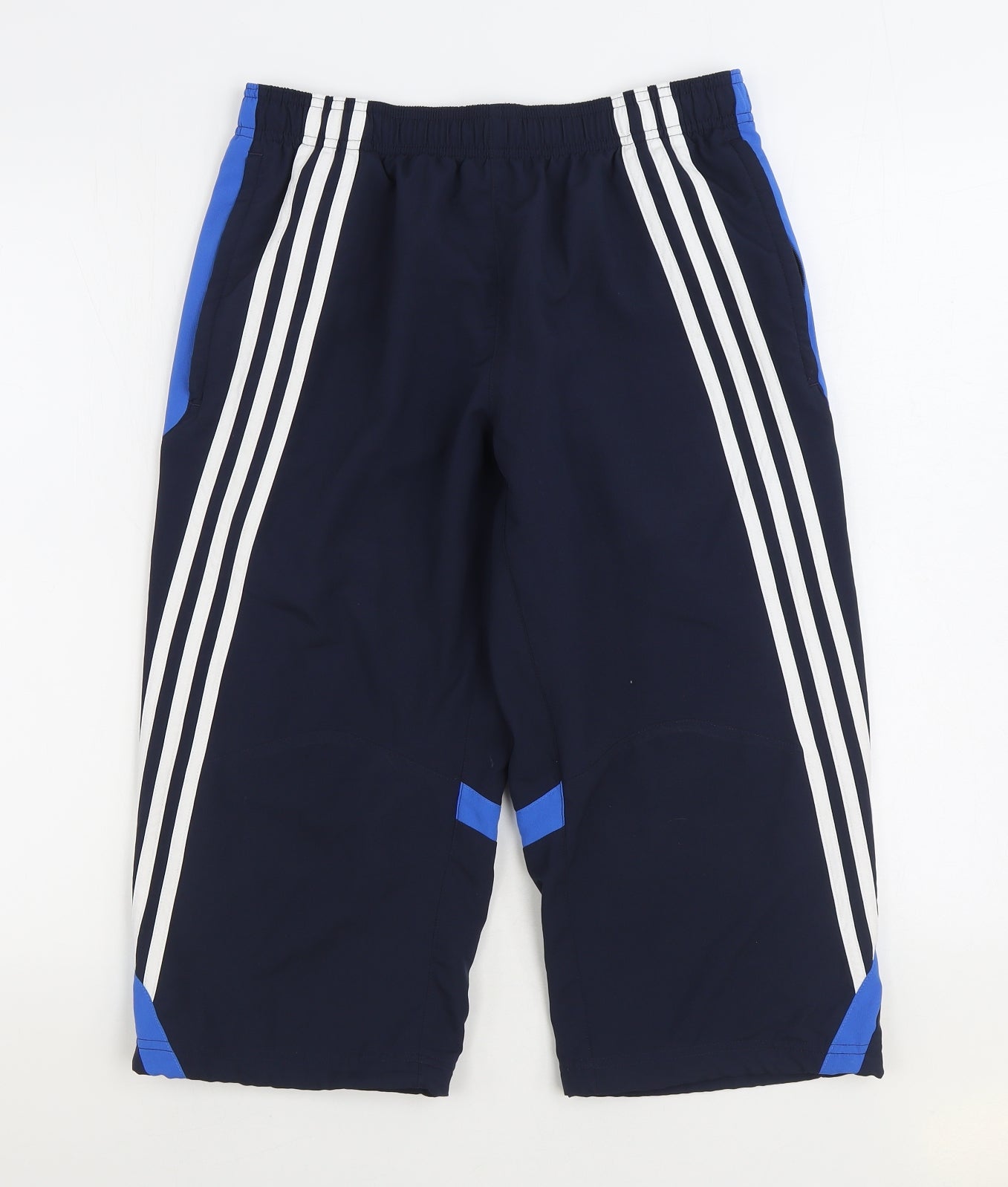 adidas Mens Blue Polyester Sweat Shorts Size 30 in L16 in Regular Drawstring
