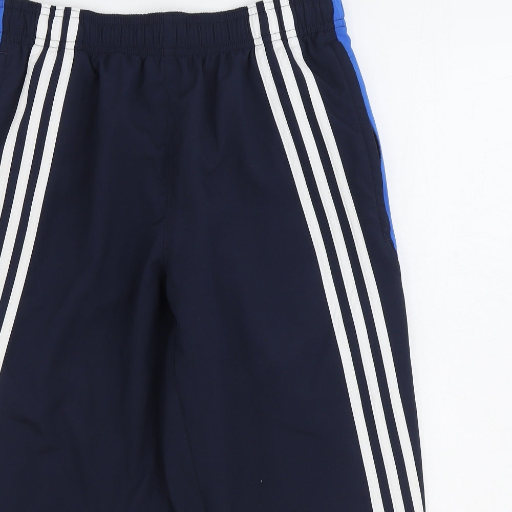 adidas Mens Blue Polyester Sweat Shorts Size 30 in L16 in Regular Drawstring