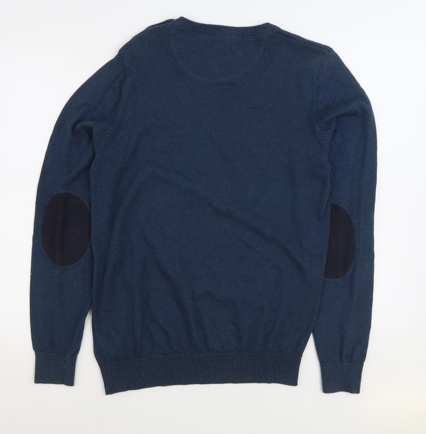 JACK & JONES Mens Blue Round Neck Cotton Pullover Jumper Size S