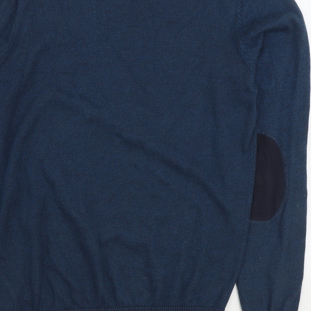 JACK & JONES Mens Blue Round Neck Cotton Pullover Jumper Size S