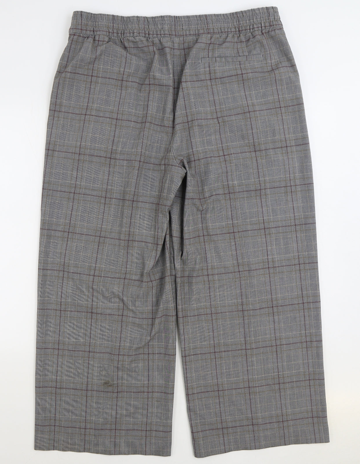 Marks and Spencer Womens Grey Plaid Polyester Trousers Size 20 L27 in Regular