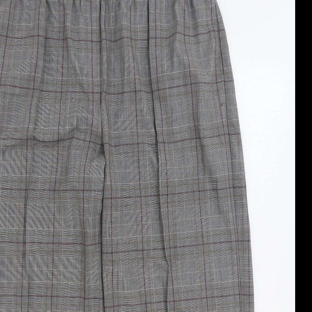 Marks and Spencer Womens Grey Plaid Polyester Trousers Size 20 L27 in Regular