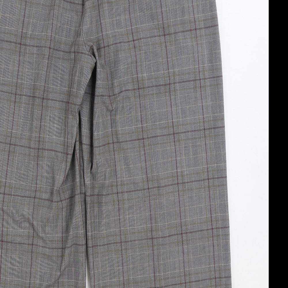 Marks and Spencer Womens Grey Plaid Polyester Trousers Size 20 L27 in Regular
