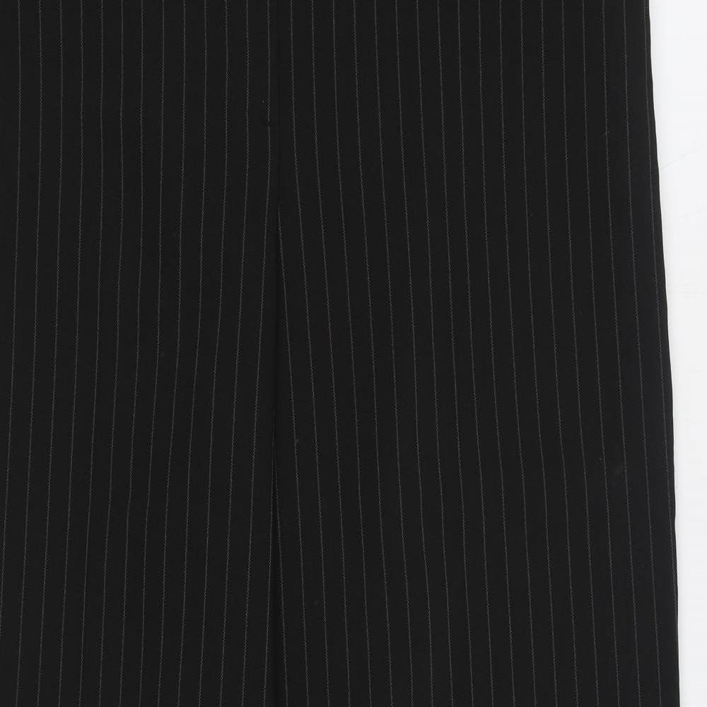 TU Womens Black Striped Polyester Trousers Size 16 L31 in Regular
