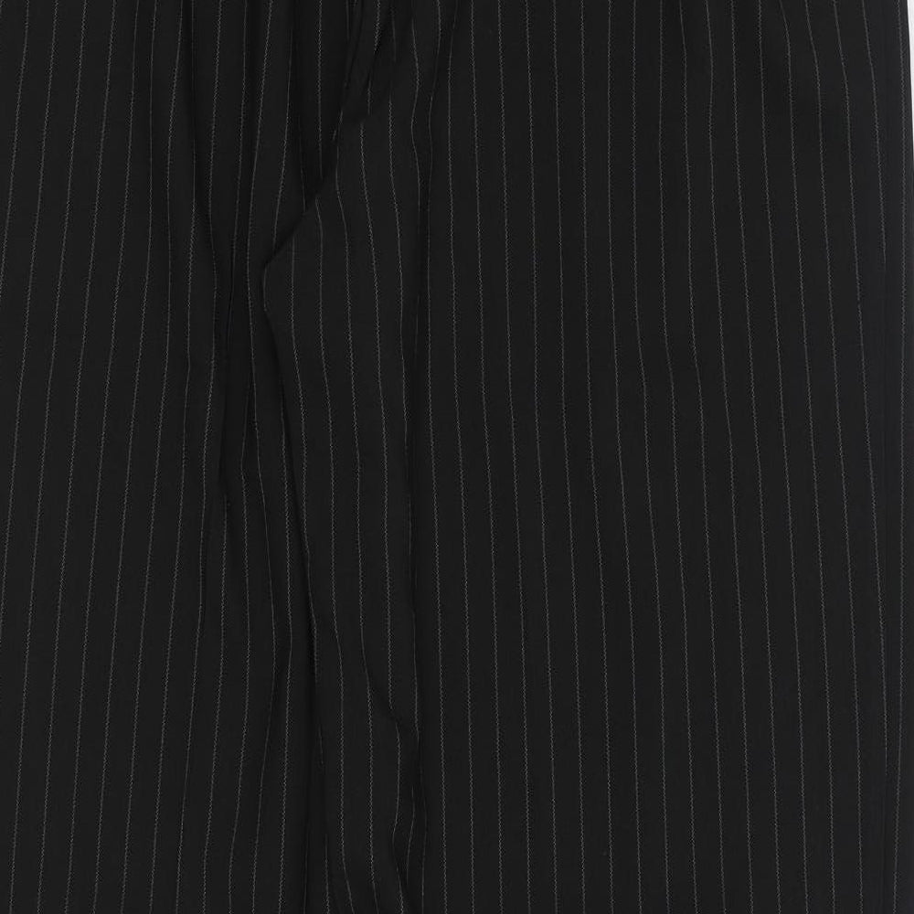 TU Womens Black Striped Polyester Trousers Size 16 L31 in Regular
