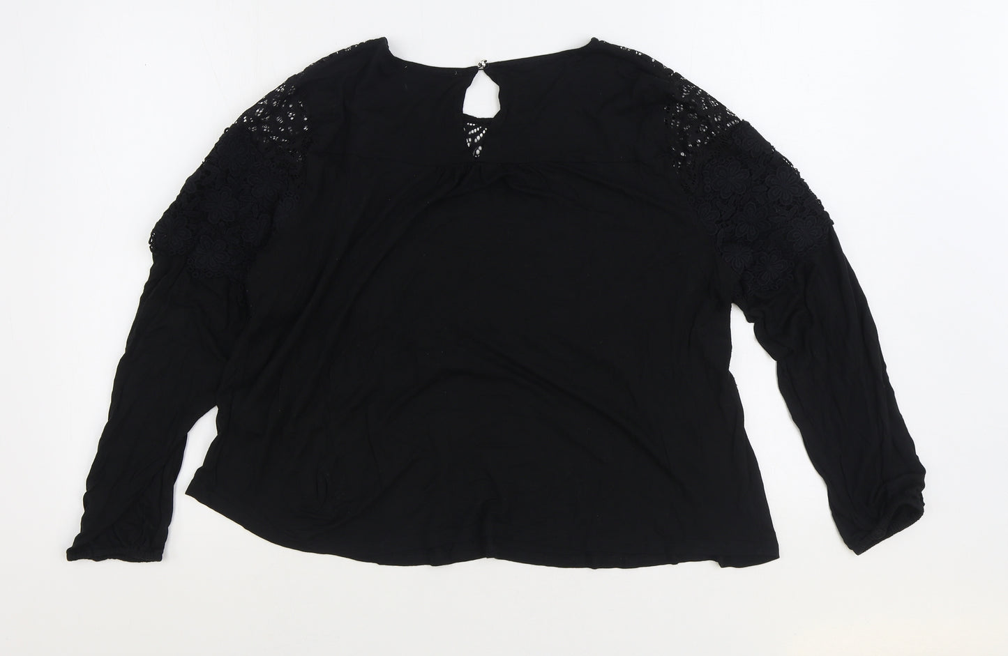 Oasis Womens Black Viscose Basic Blouse Size L Boat Neck
