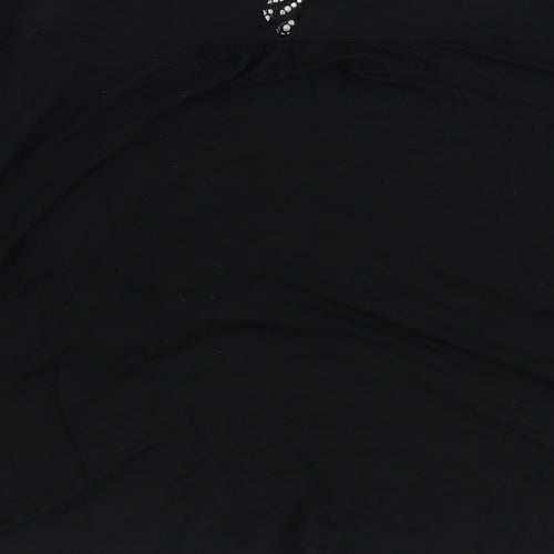 Oasis Womens Black Viscose Basic Blouse Size L Boat Neck