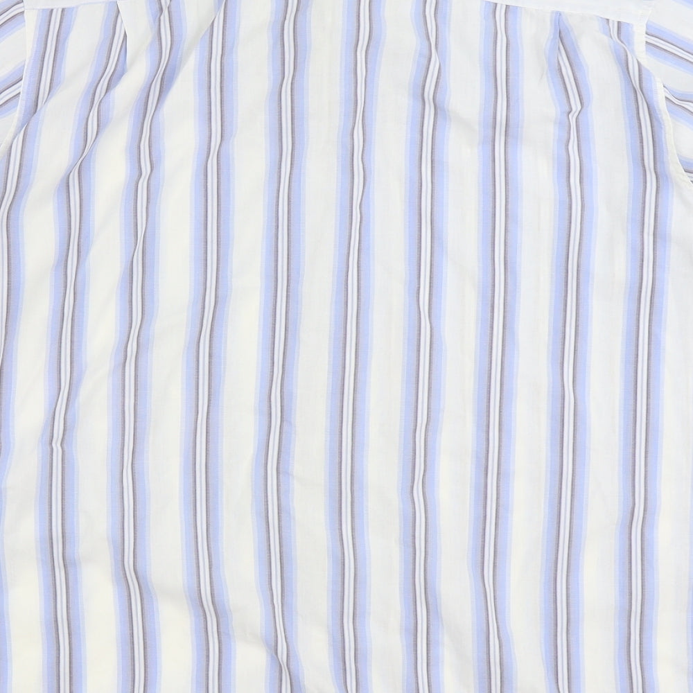 Ben Sherman Mens Blue Striped Cotton Button-Up Size XL Collared Button