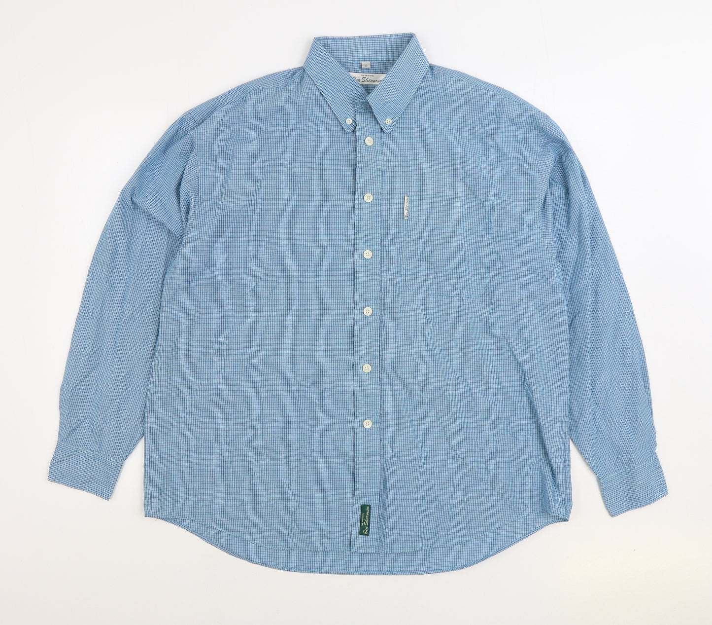 Ben Sherman Mens Blue Cotton Button-Up Size XL Collared Button