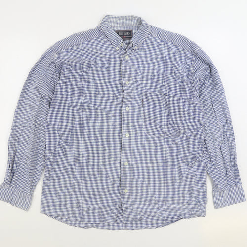 Blue Basics Mens Blue Plaid Cotton Button-Up Size XL Collared Button