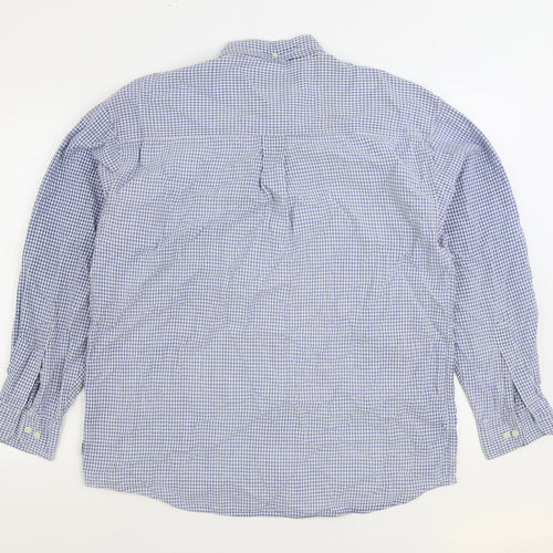 Blue Basics Mens Blue Plaid Cotton Button-Up Size XL Collared Button