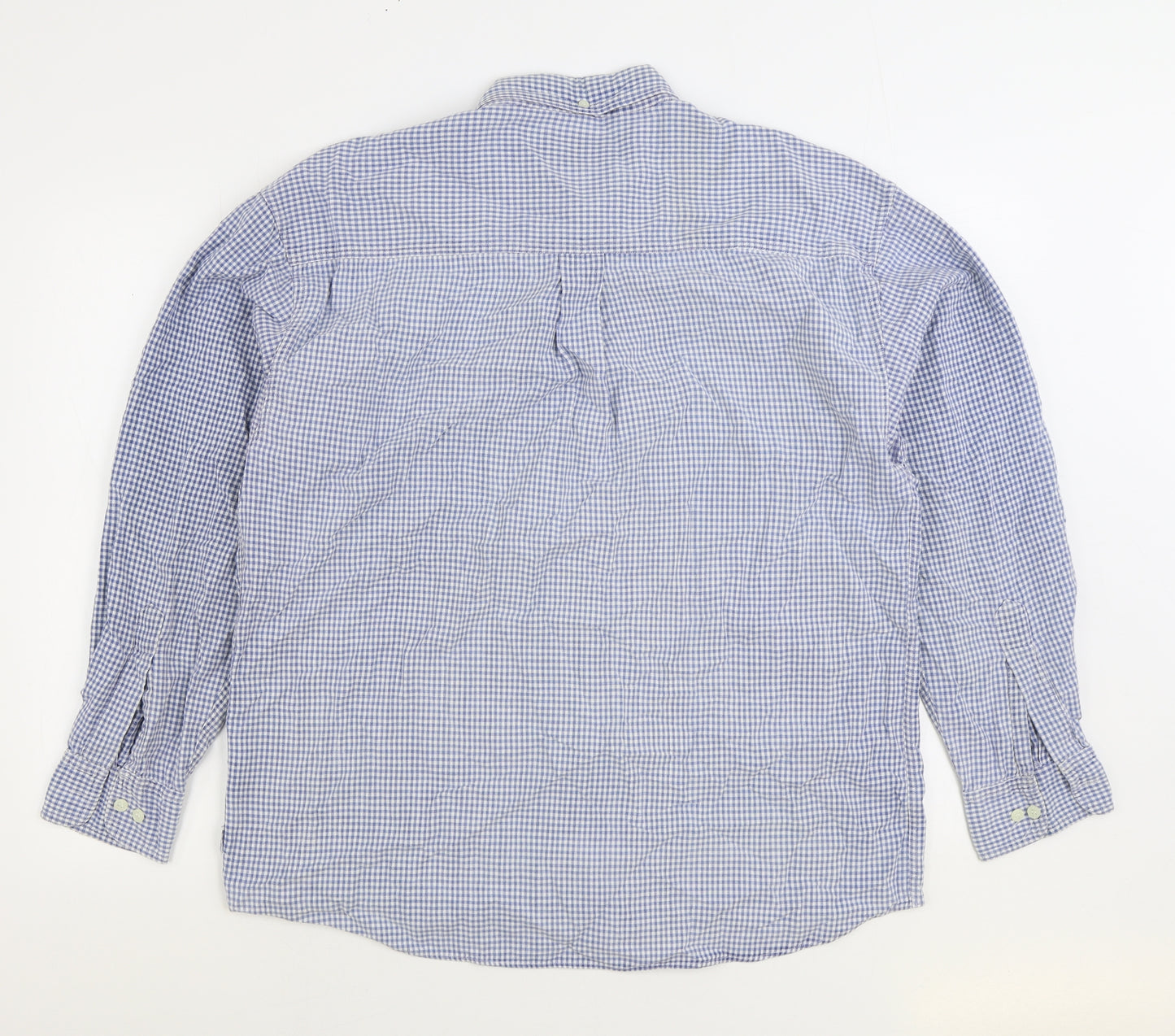 Blue Basics Mens Blue Plaid Cotton Button-Up Size XL Collared Button