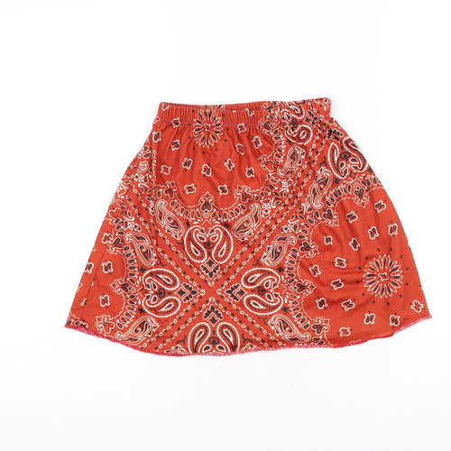 Rokoko Womens Orange Paisley Polyester Mini Skirt Size XS