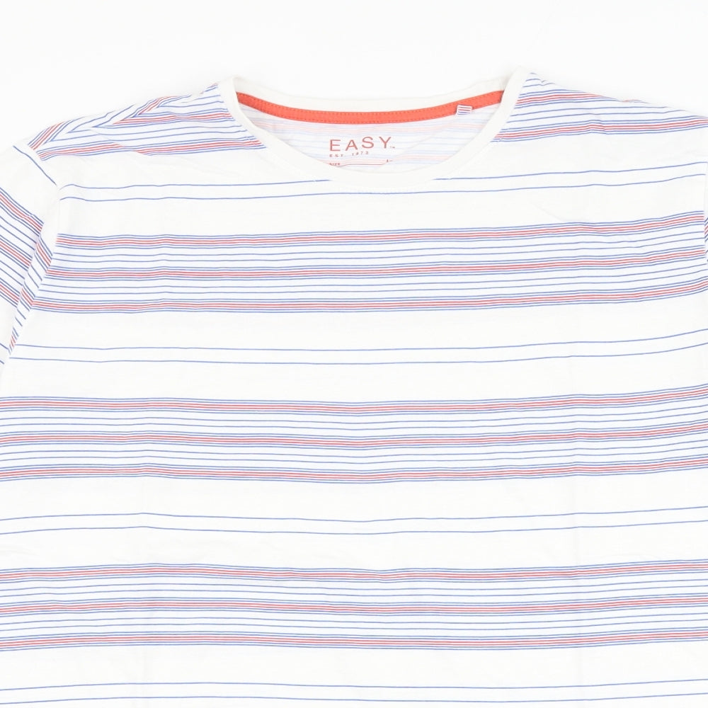 Matalan Mens Multicoloured Striped Cotton T-Shirt Size L Round Neck
