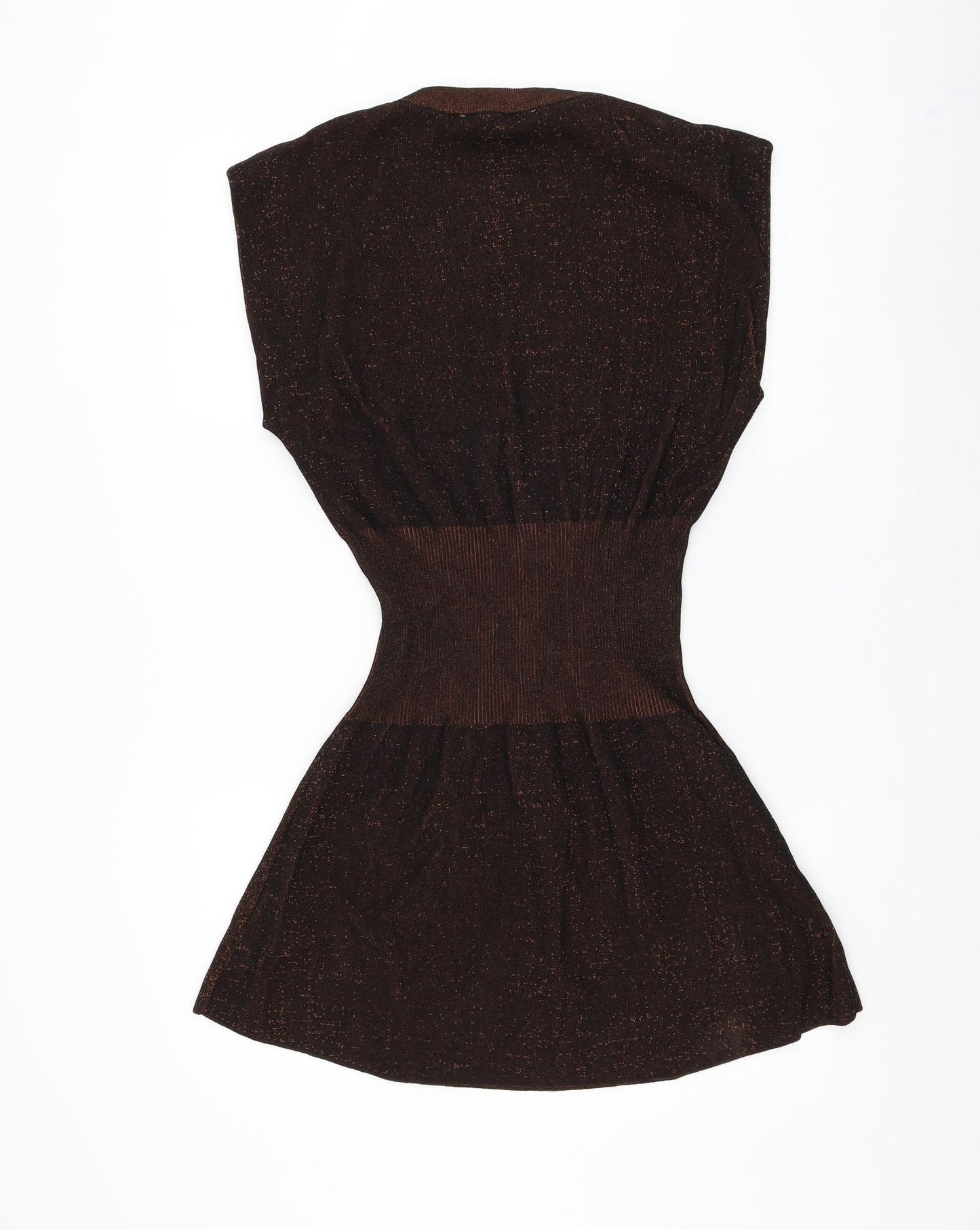 Zara Womens Brown Viscose Jumper Dress Size L Round Neck Pullover