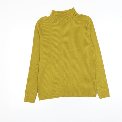 Preworn Womens Yellow Roll Neck Polyester Pullover Jumper Size M