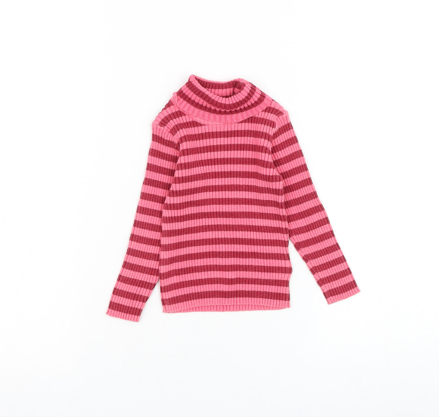 NEXT Girls Pink Striped Cotton Pullover Jumper Size 12-18 Months Pullover