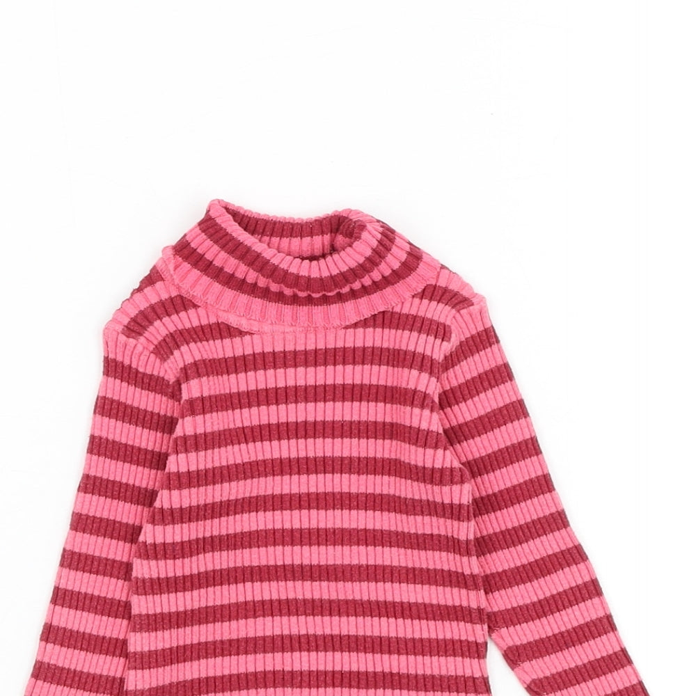 NEXT Girls Pink Striped Cotton Pullover Jumper Size 12-18 Months Pullover