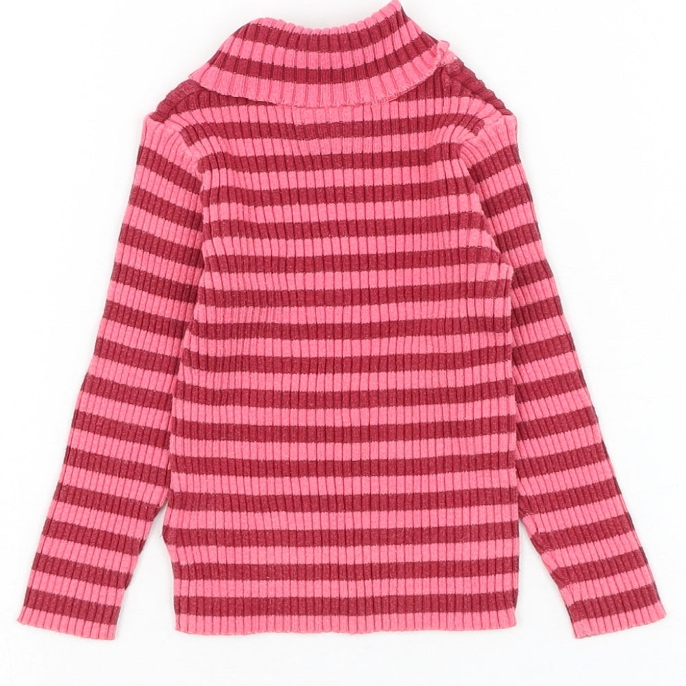 NEXT Girls Pink Striped Cotton Pullover Jumper Size 12-18 Months Pullover
