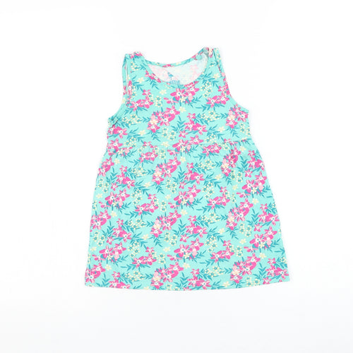 Lupilu Girls Multicoloured Floral Cotton Shift Size 12-18 Months Round Neck Pullover