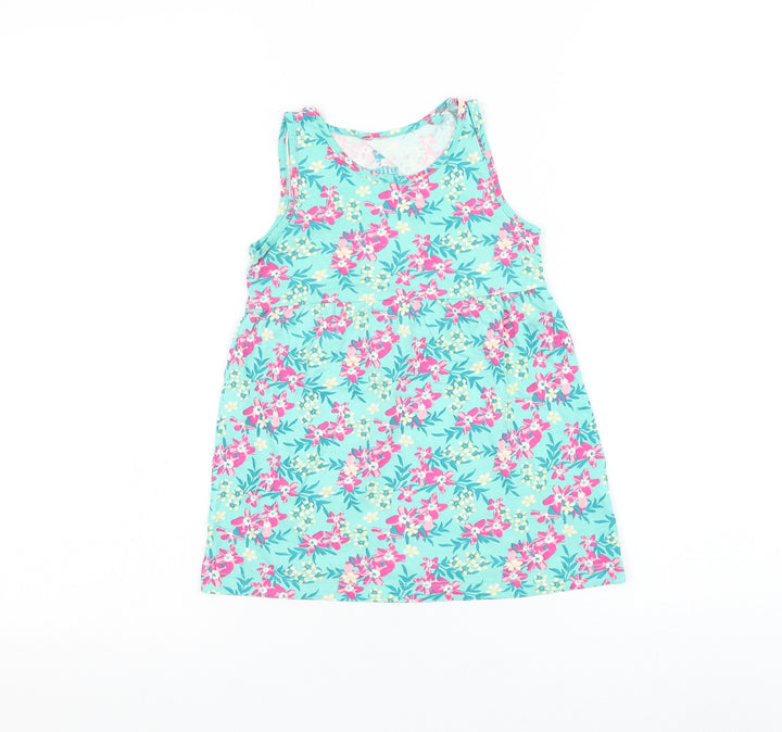 Lupilu Girls Multicoloured Floral Cotton Shift Size 12-18 Months Round Neck Pullover