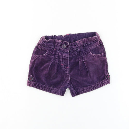 Cherokee Girls Purple Cotton Cropped Trousers Size 9-12 Months Button