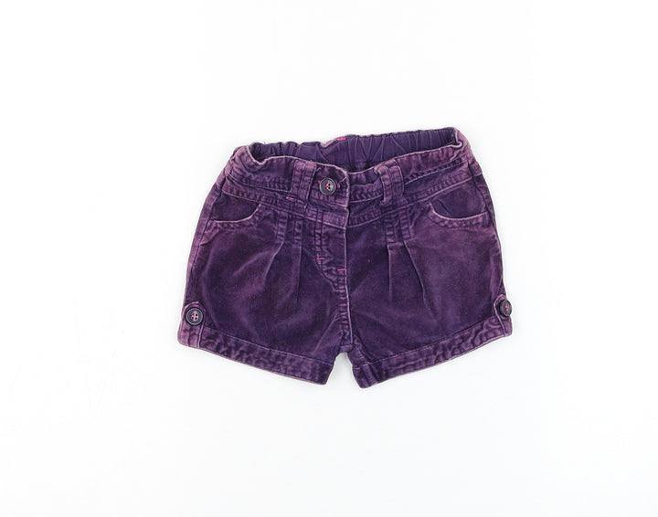 Cherokee Girls Purple Cotton Cropped Trousers Size 9-12 Months Button