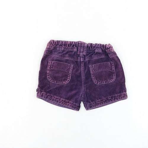 Cherokee Girls Purple Cotton Cropped Trousers Size 9-12 Months Button