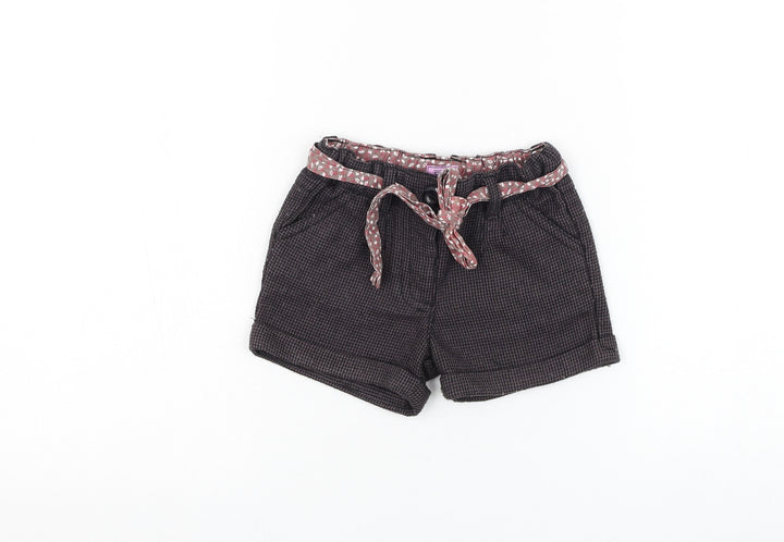 F&F Girls Brown Houndstooth Polyester Cropped Trousers Size 12-18 Months Tie - Shorts