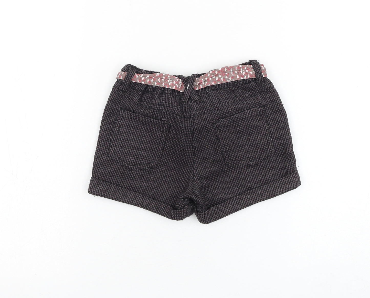 F&F Girls Brown Houndstooth Polyester Cropped Trousers Size 12-18 Months Tie - Shorts