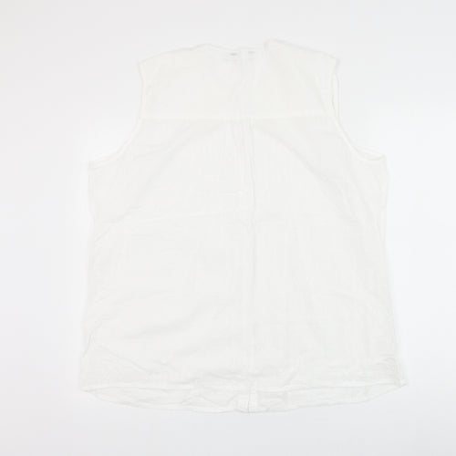 EWM Womens White Cotton Basic Button-Up Size XL V-Neck