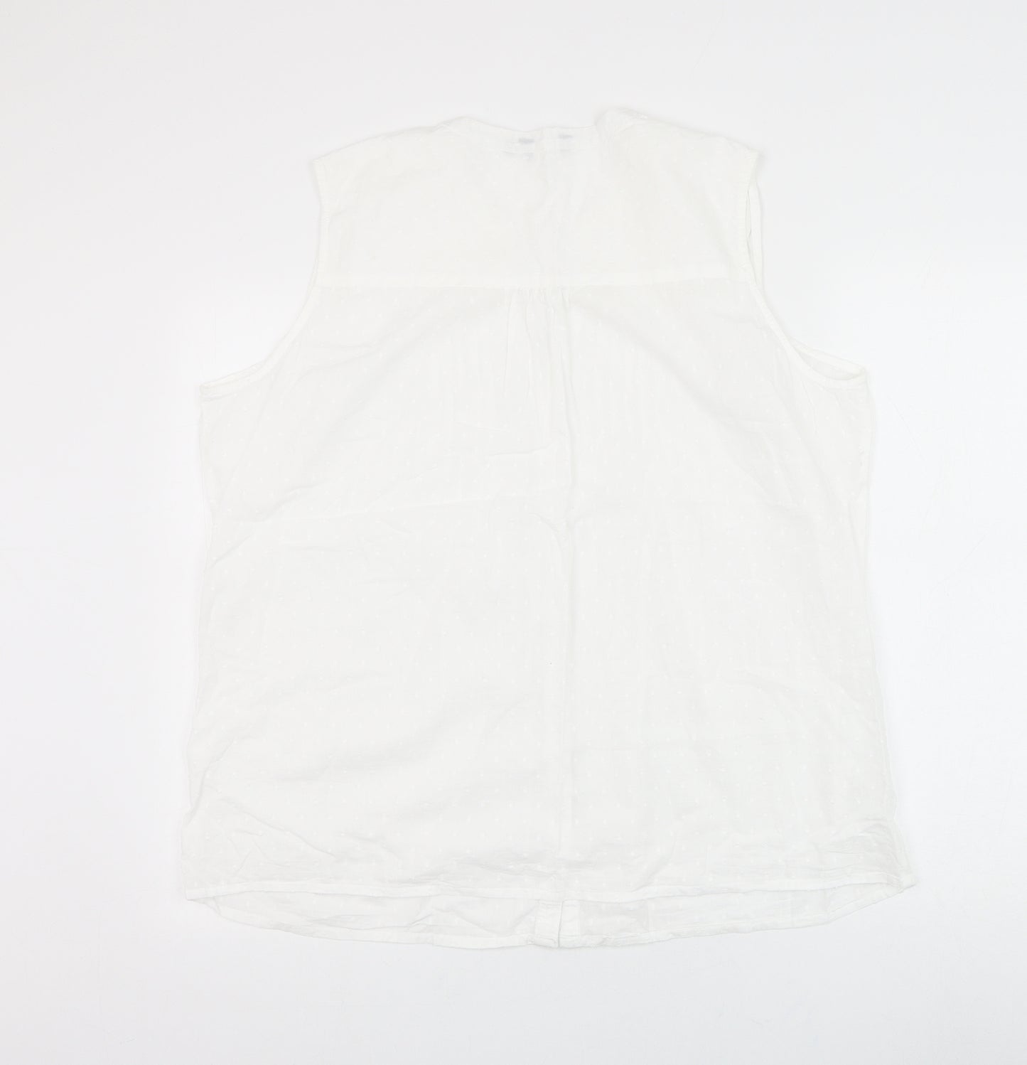 EWM Womens White Cotton Basic Button-Up Size XL V-Neck