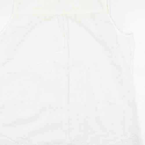 EWM Womens White Cotton Basic Button-Up Size XL V-Neck