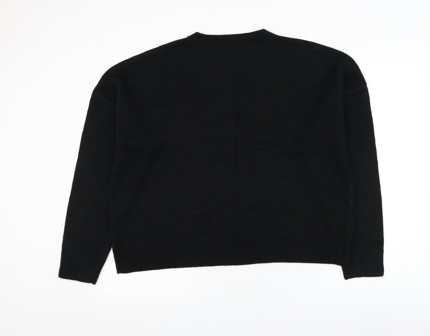 Pep&Co Womens Black Round Neck Acrylic Pullover Jumper Size XL - Let It Snow