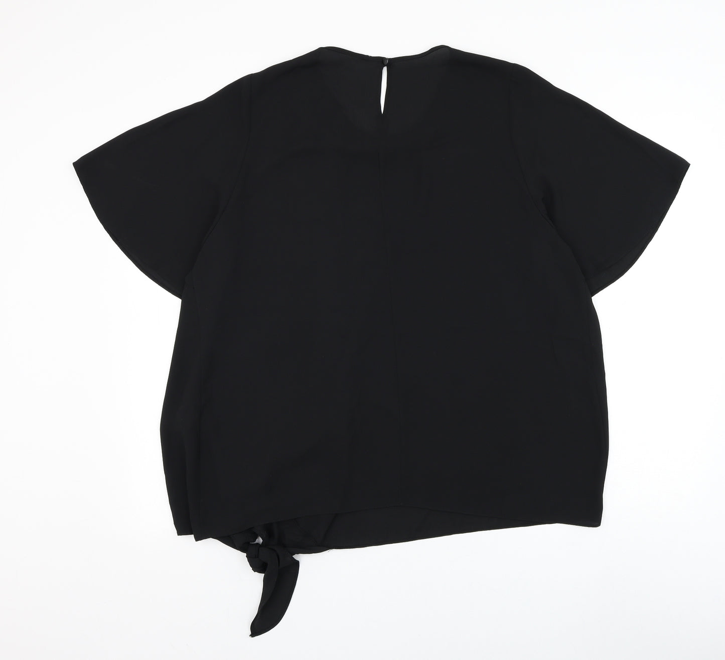 George Womens Black Polyester Basic Blouse Size 20 Round Neck - Knot Front