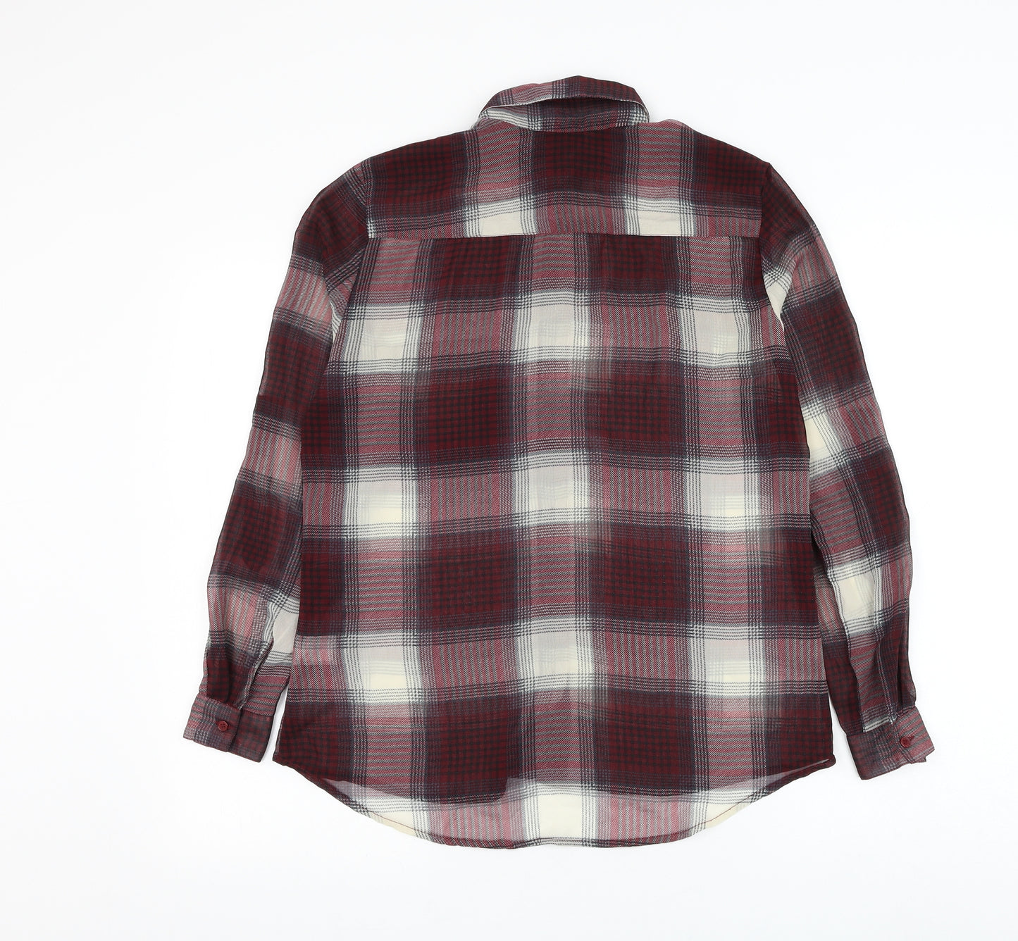 Sparkle & Fade Womens Red Plaid Polyester Basic Button-Up Size XS Collared